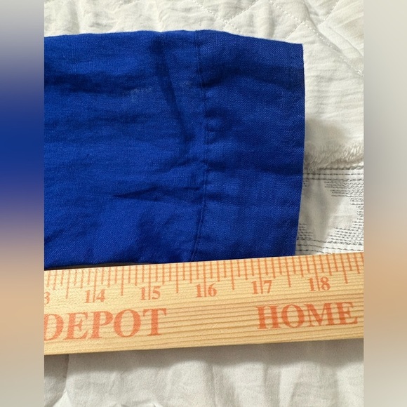 Royal Blue Linen Saks Fifth Avenue Button Up with Button Tab Sleeve. Size M - Picture 10 of 10